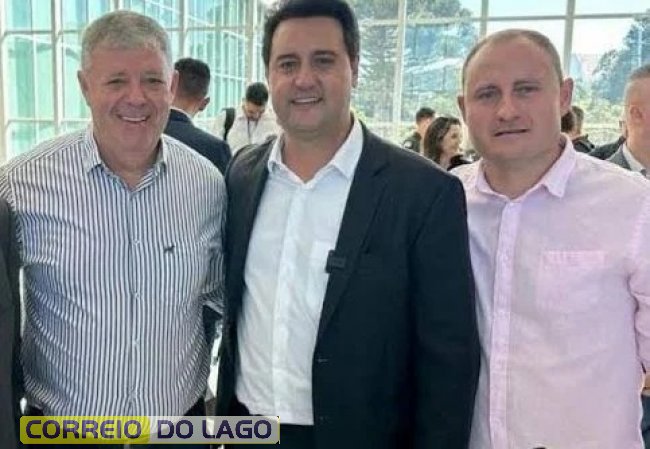 Egidio Valiati, sócio-proprietário da Frivatti, governador Ratinho Junior e ex-prefeito Zado (Redes sociais)